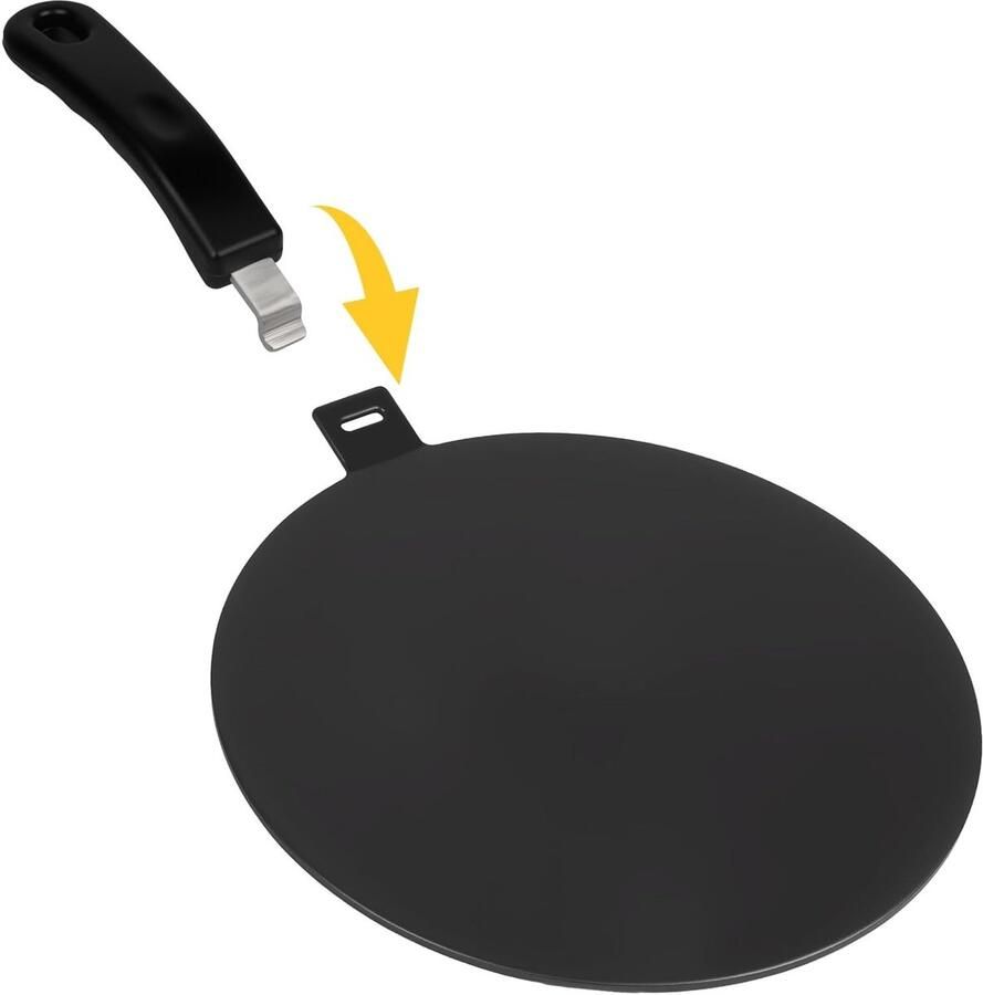 Verwarmingsplaat voor inductiekookplaten met afneembare geïsoleerde handgreep 24 cm inductieadapter van SS430 en Alu1050 zwart gespoten geschikt voor koken en bakken
