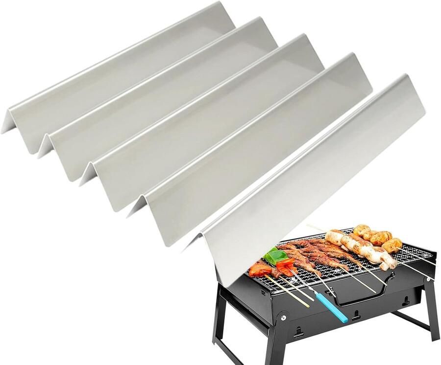 Verwarmingsplaten Grillrooster Smaakstaven Aroma Rails Barbecue Smaken Verdiepen Roestvrij Staal 5 stuks Zilverkleurig