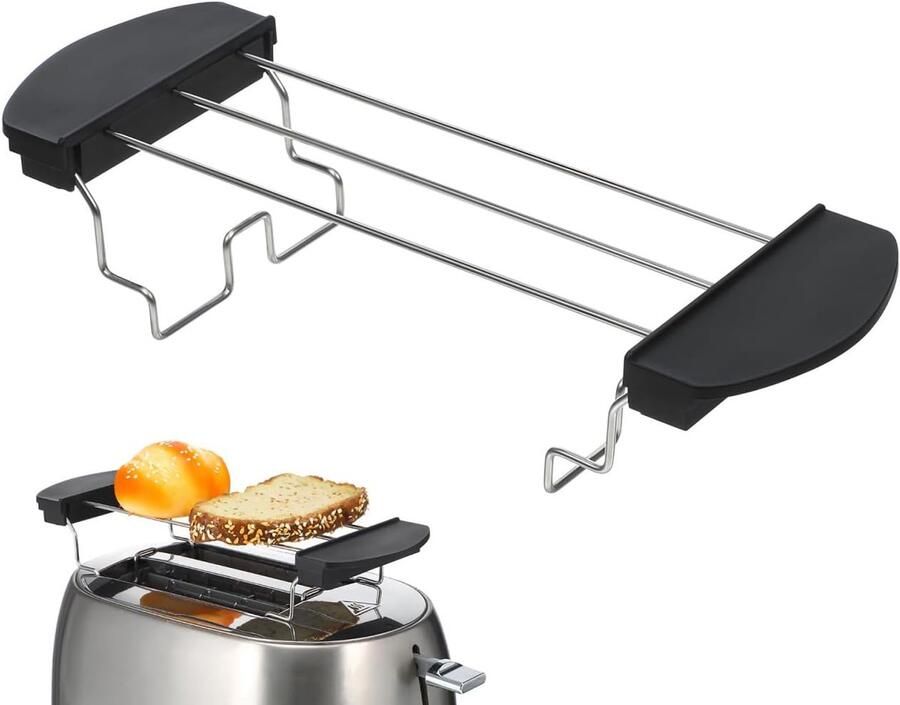 Verwarmingsrek Broodrooster Keuken Accessoire Eten Bereiden Roestvrij Staal 26 cm Lengte Zilver