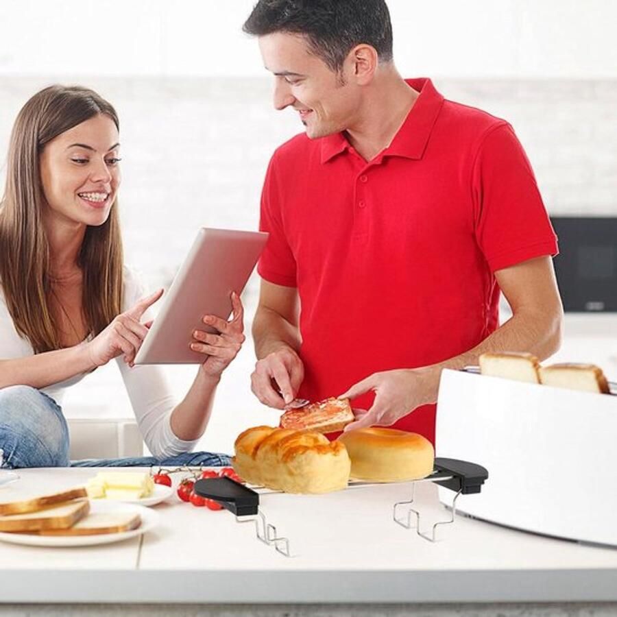 Verwarmingsrek voor broodrooster RVS broodrooster accessoires brood bagel grillen rack metalen houder voor keuken accessoires broodrooster koelrek