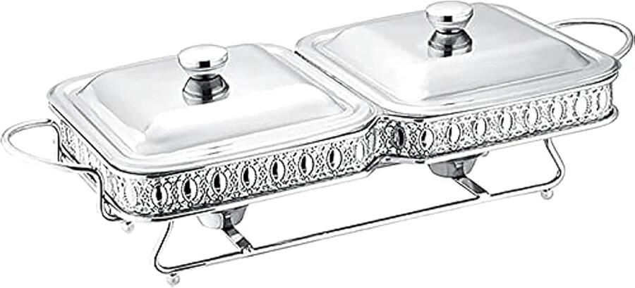 Verwarmingsstoof RVS Buffet warmer Eten warm houden Spiegelglans afwerking 57 x 46 x 17 cm Zilver
