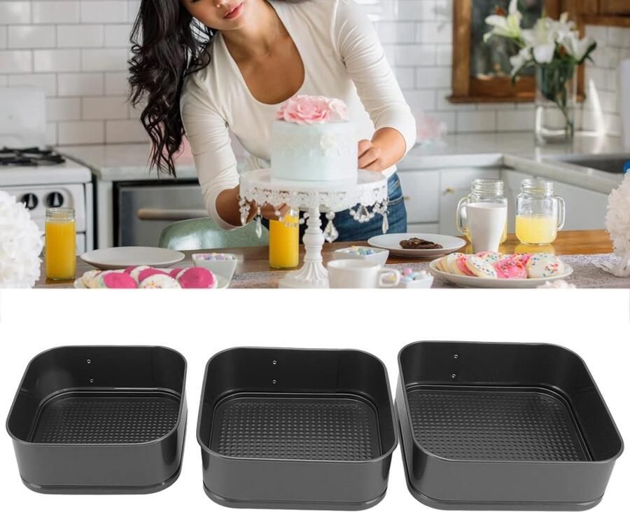 Verwijderbare Springvorm met Antiaanbaklaag en Lekvrije Bodem voor Cheesecake Pizza en Brood Veelzijdige Baktools voor de Keuken (24 26 28)