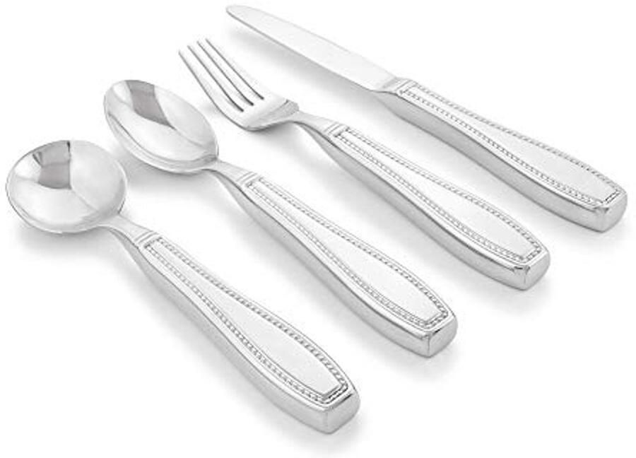 Verzwaarde bestekset voor trillende handen 4-delige roestvrijstalen set voor extra grip