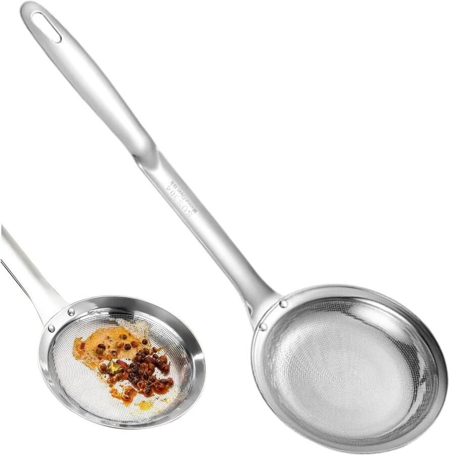 Vetafscheider Lepel Skimmer Zeef Koken en Frituren Fijnmaas Filtratie 28 x 10 cm Zilver - Foto 1