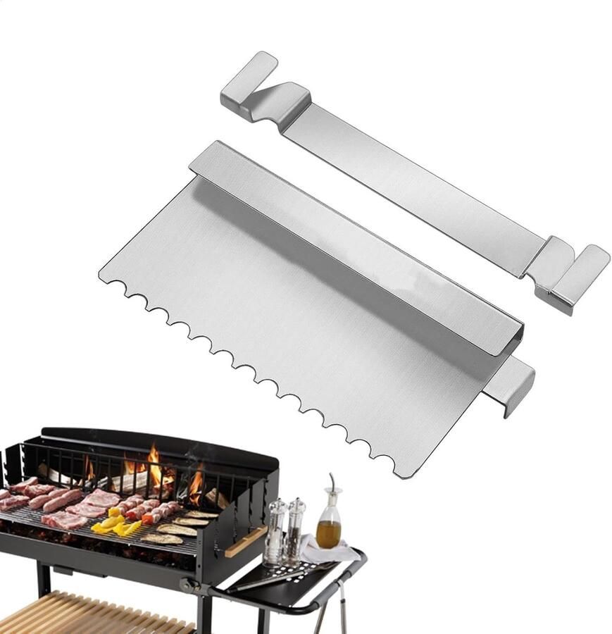 Vetblok Rooster Vetvanger Platform Grill Accessoire Licht Gebogen Curve 14 x 6 cm Zilverkleurig