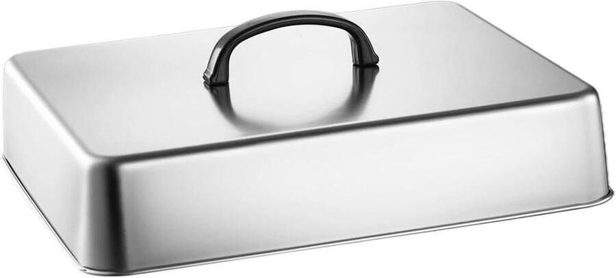 Vetdeksel voor Bakplaat Rechthoekige Deksel Gelijkmatige Warmte Antisliphandgreep 33 x 28 cm Zilver - Foto 1