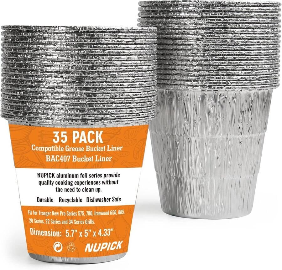 Vetemmer Liners Grill Bakjes Grill Schoonhouden Hittebestendig Aluminium 35 Stuks Zilver