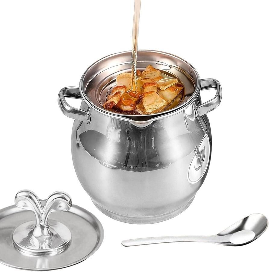 Vetfilter Bakvet Keuken Opbergbak Koken En Bakken Roestvrij Staal 1.5 Liter Zilver