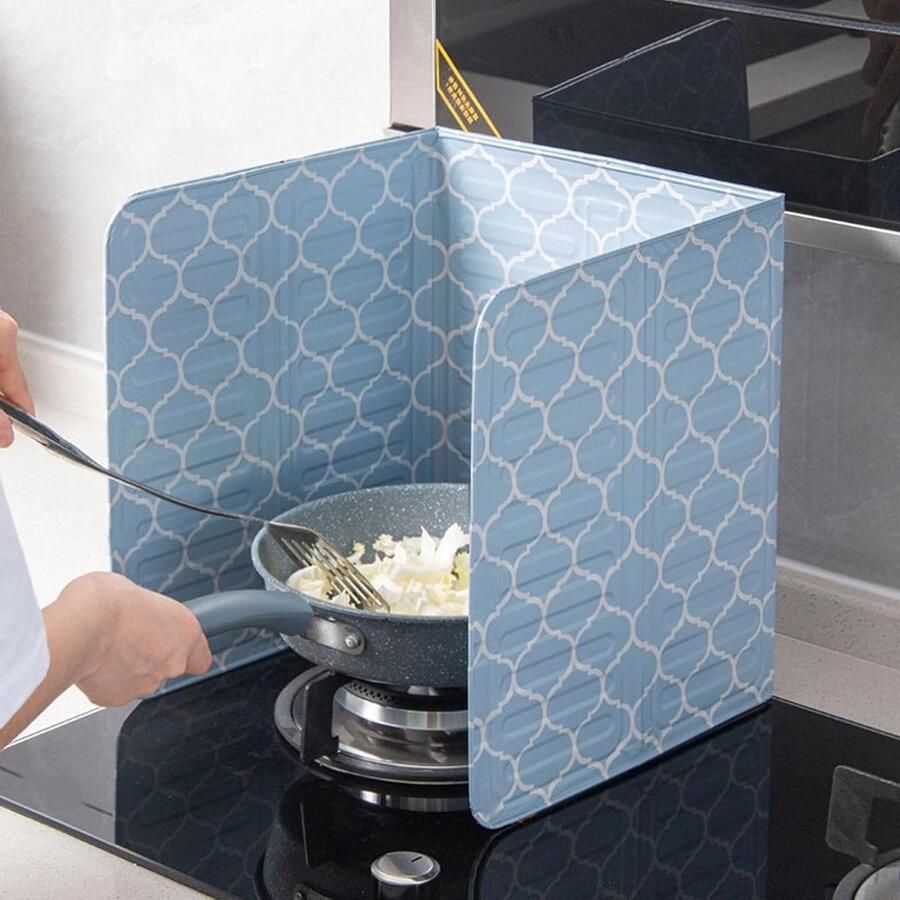 Vetspatbescherming Oliebarrière Koken in keuken 3-zijdig opvouwbaar 33 x 30 cm Zilverkleurig