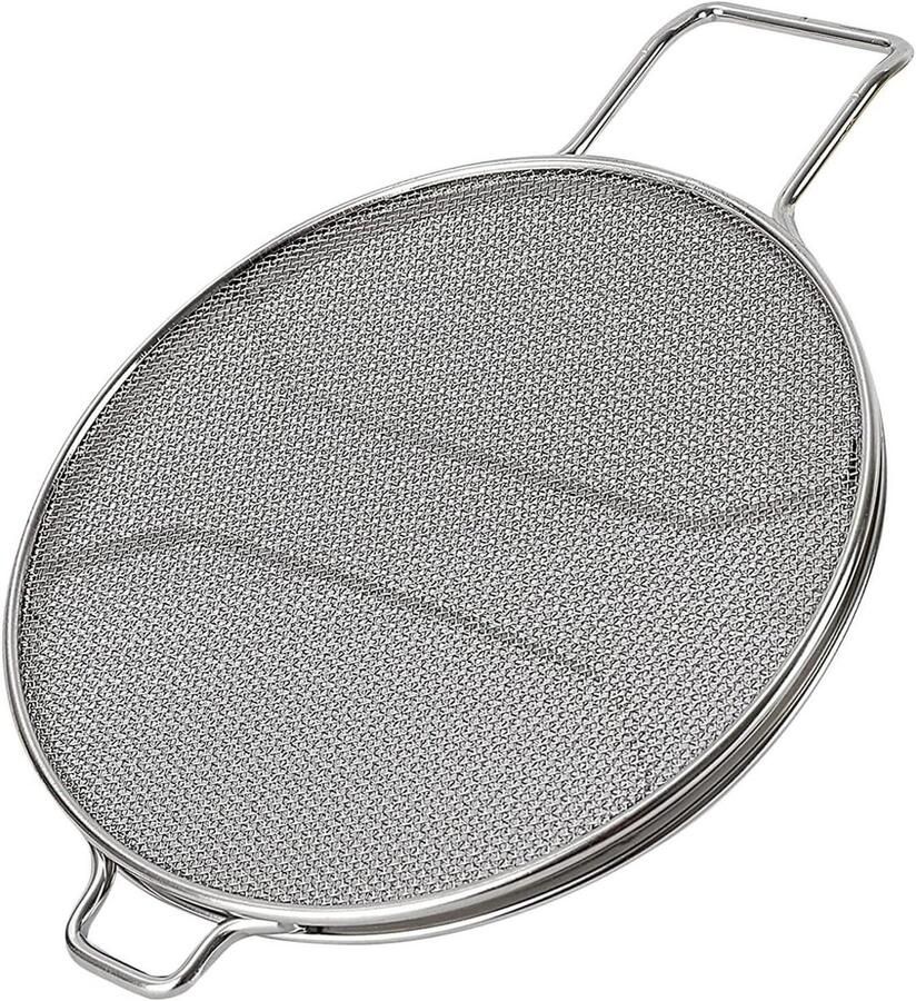 Vetspatbescherming Oliescherm Pannendeksel Schoon Koken Dubbellaags Roestvrij Staal 20 cm Zilver