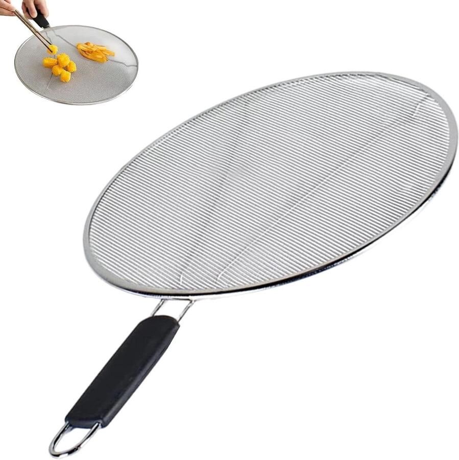 Vetspatbescherming Spatscherm fornuis Schoon koken Fijnmazig gaas 48 x 33 cm Zilver