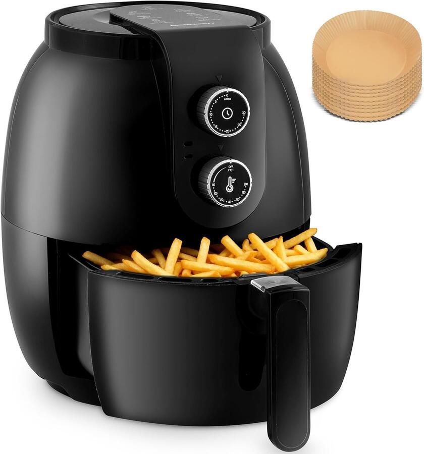 Vetvrije Friteuse Heteluchtfriteuse Airfryer Gezond Koken Met Display 2.6 Liter Zwart