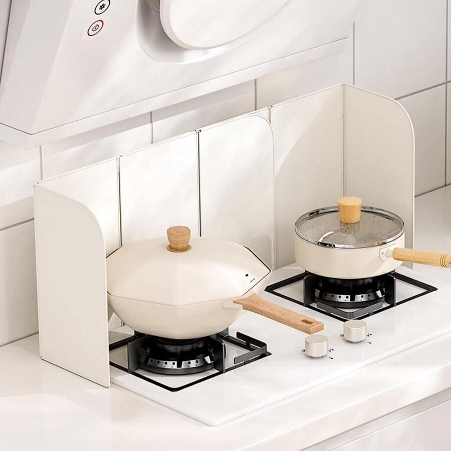 Vetwerend Spatscherm Opvouwbare Plaat Koken Beschermen Hittebestendig Koolstofstaal 2 Stuks Wit
