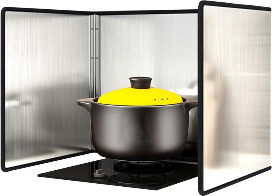 Vetwerende Spatscherm Kookplaat Beschermer Schoon Koken Opvouwbaar RVS Meerdere Maten Zilver