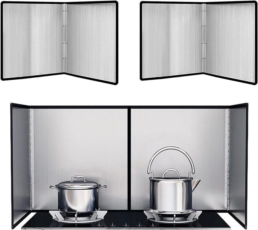 Vetwerende Spatscherm Opvouwbare Spatplaat Koken en Frituren Dubbelzijdig RVS 30x30cm Zilverkleurig