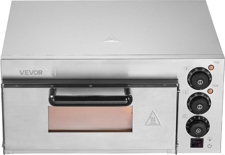 VEVOR 51 7 x 47 x 26 6 m Commerciële Pizzaoven oven Roestvrij Staal Elektrisch 3 Knoppen Temperatuurbereik 50-350℃ de Cool Touch-handgreep Isoleert de Hitte en Beschermt de Handgreep Tegen Brandwonden