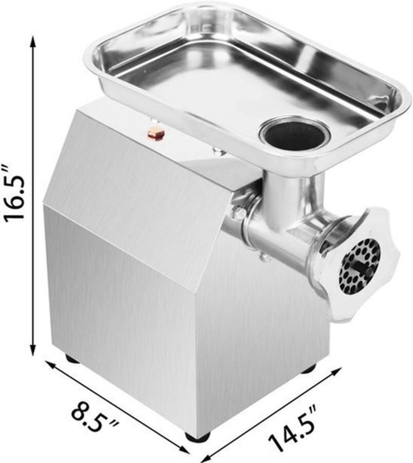 Vevor Elektrische Vleesmolen 300W Voor Alle Soorten Vlees Worstenmaker Gehakt 122Kg H Zilver