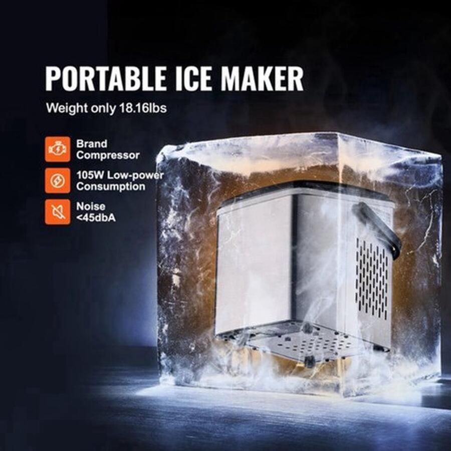 Vevor IJsblokjesmachine Ijsblokjes IJsblokjesmaker met IJsschep Per App Bestuurbaar Zelfreinigingsfunctie 105W 1.8lbs Zwart - Foto 2