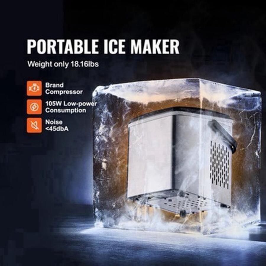 Vevor IJsblokjesmachine Ijsblokjes IJsblokjesmaker met IJsschep Per App Bestuurbaar Zelfreinigingsfunctie 105W 1.8lbs Zwart - Foto 2