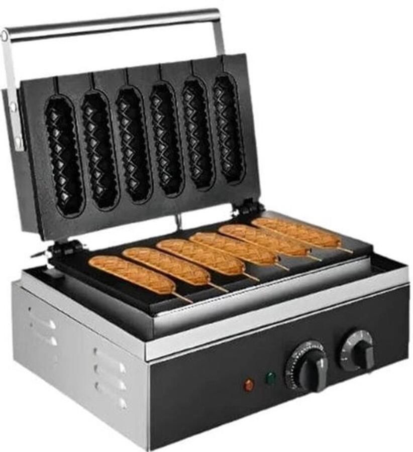 Vevor WM227 Wafelijzer met indicatielampje Anti-aanbak houten handgrepen 1500W 220V Zwart
