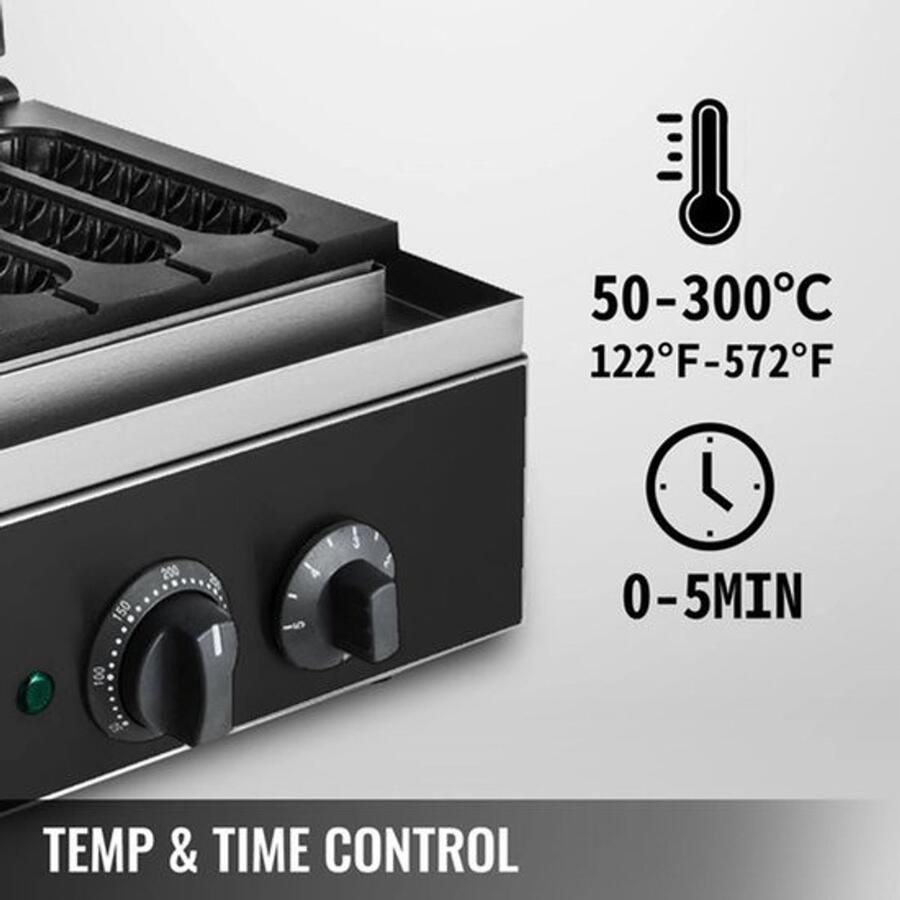 Vevor WM227 Wafelijzer met indicatielampje Anti-aanbak houten handgrepen 1500W 220V Zwart