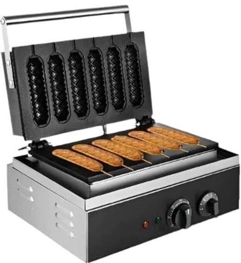 Vevor WM227 Wafelijzer met indicatielampje Anti-aanbak houten handgrepen 1500W 220V Zwart