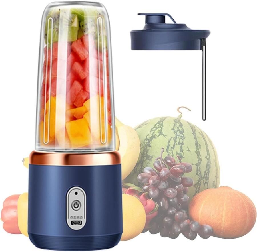 VHV Blender Draagbare Blender Mini Blender On The Go Oplaadbaar 400ML Blauw