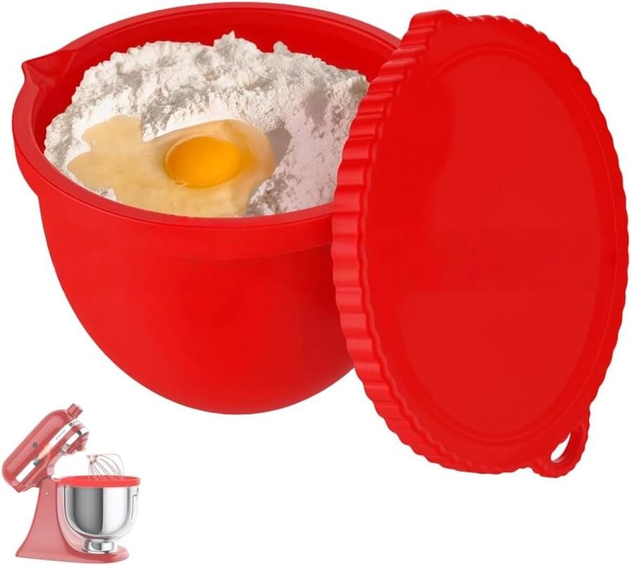 VHV Siliconen Inzetstukken Siliconen Mengkom Liner Mengkom Vervanging Mixeraccessoires Mengkom Geschikt Voor 5 Quart Tilt-head Stand Mixers Rood