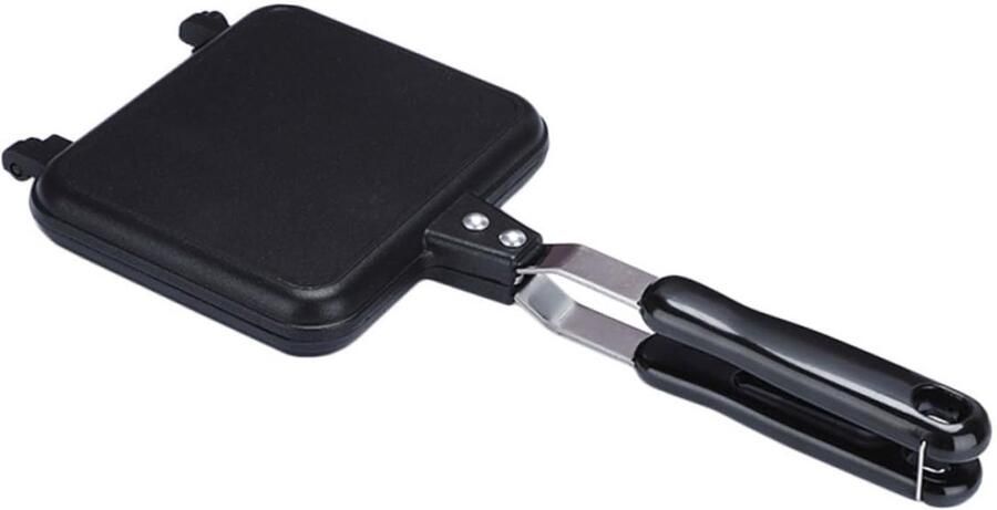 VHV Tosti Apparaat Sandwich Maker Tosti Broodrooster Gas Sandwichmaker Camping Dubbelzijdige Antiaanbak Pan Snel Opwarmen Ideaal voor Outdoor en Keuken Ontbijt Zwart