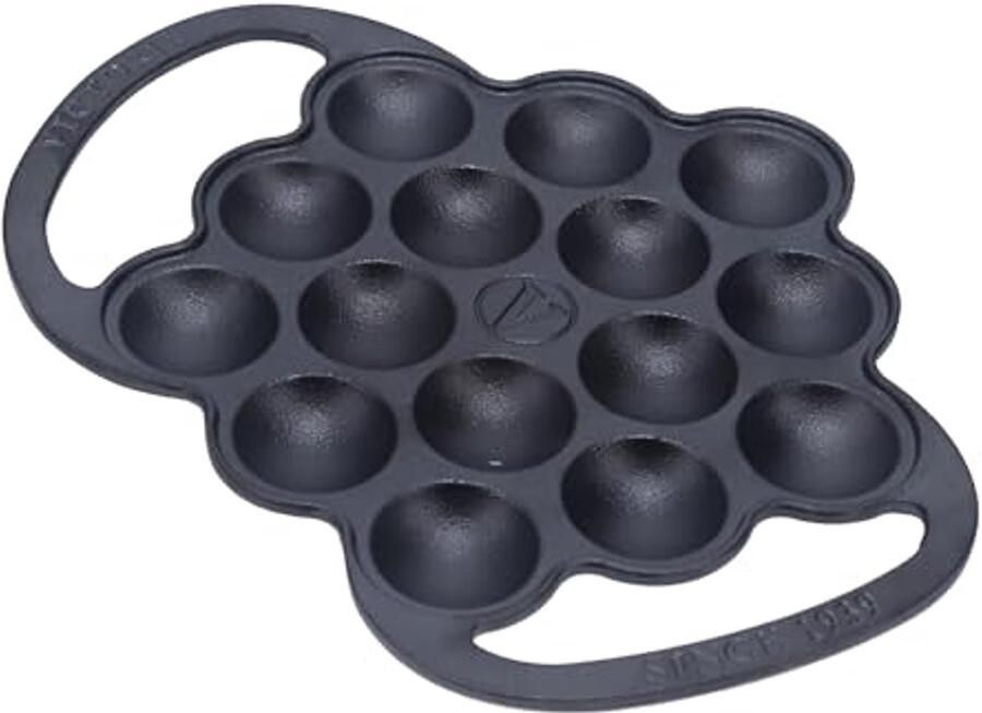 VICTORIA Cast iron Poffertjes Dutch pancake pan with loop handles pre-stretched with linseed oil made in Colombia