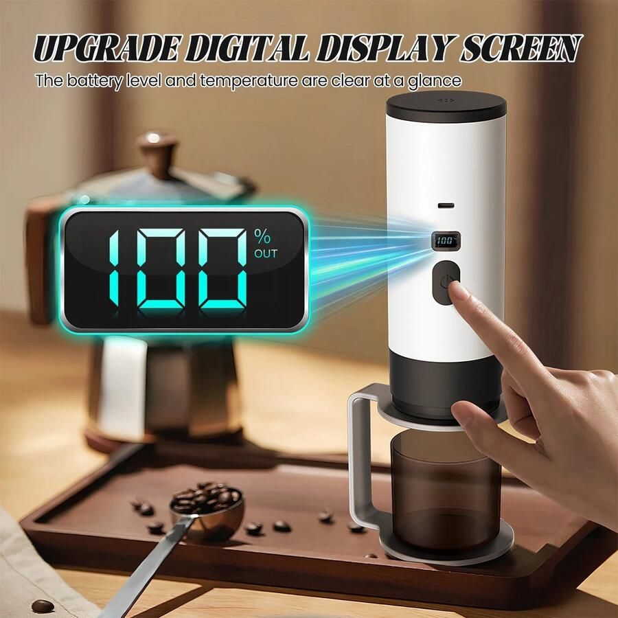 Draagbaar Koffiezetapparaat Draagbare Koffiemaker 3 in 1 Inclusief Beker Oplaadbaar 12 V Koffiezetapparaat Reizen Kamperen Auto Thuis Bruin