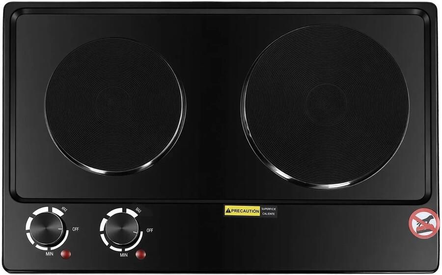 VIEMAE Elektrische kookplaat Elektrische kookplaat 2 pits Elektrisch fornuis 2 pits 6 temperatuurinstellingen 2500W