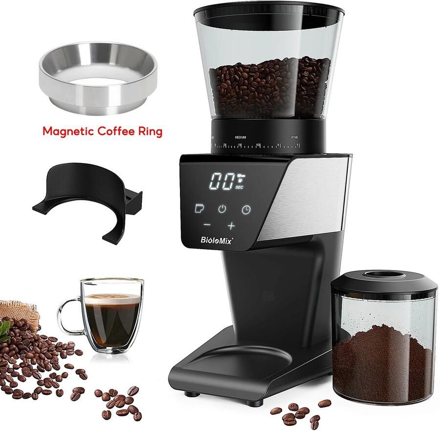 VIEMAE Koffiemolen elektrisch Bonenmaler Professioneel 30 instellingen Met magnetische ring Barista Espresso Koffie