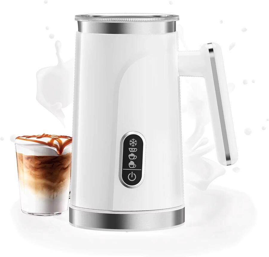 VIEMAE Melkopschuimer elektrisch Warm en koud schuimer RVS LED-scherm 300mL Wit Voor cappuccino latte