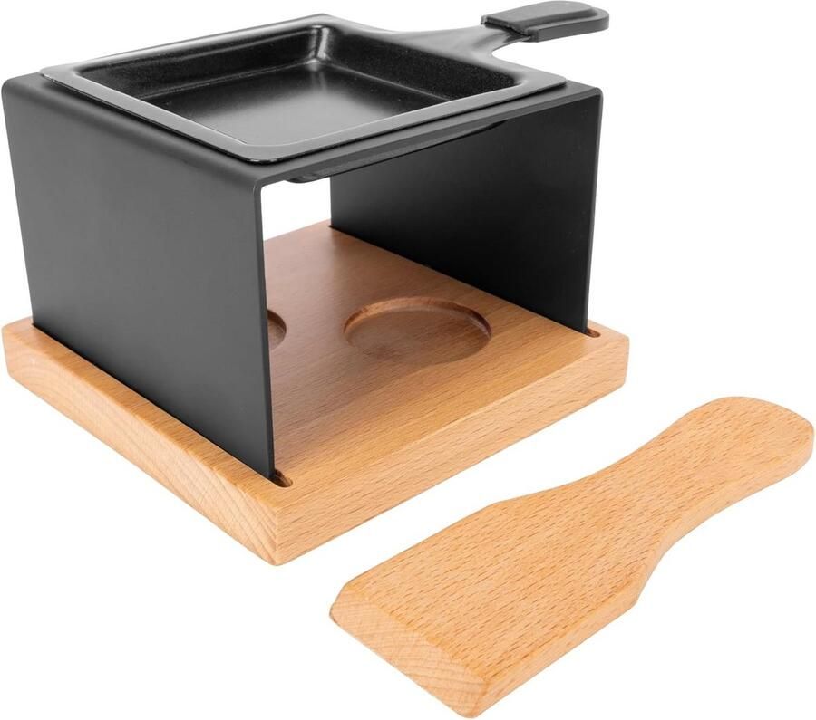 Vierkant Raclette-apparaat RVS voor 1 Persoon met Spatel Compact en Elegant