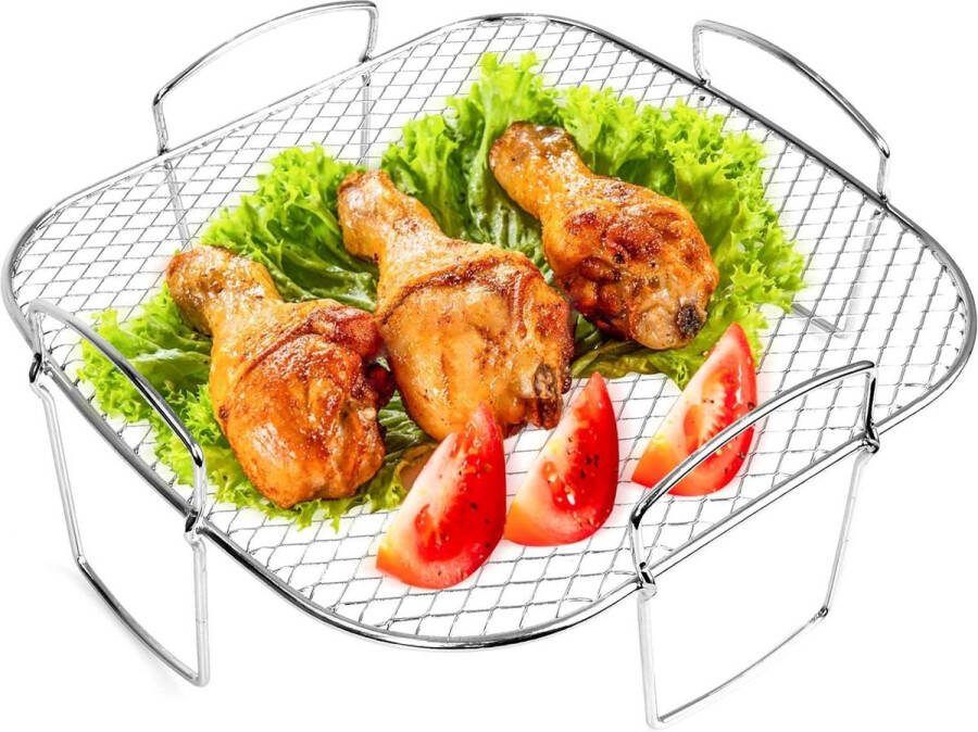 8 inch vierkant roestvrijstalen Airfryer rek accessoires voor airfryer lade dehydrator rek 55-75 L Air Fryers Oven