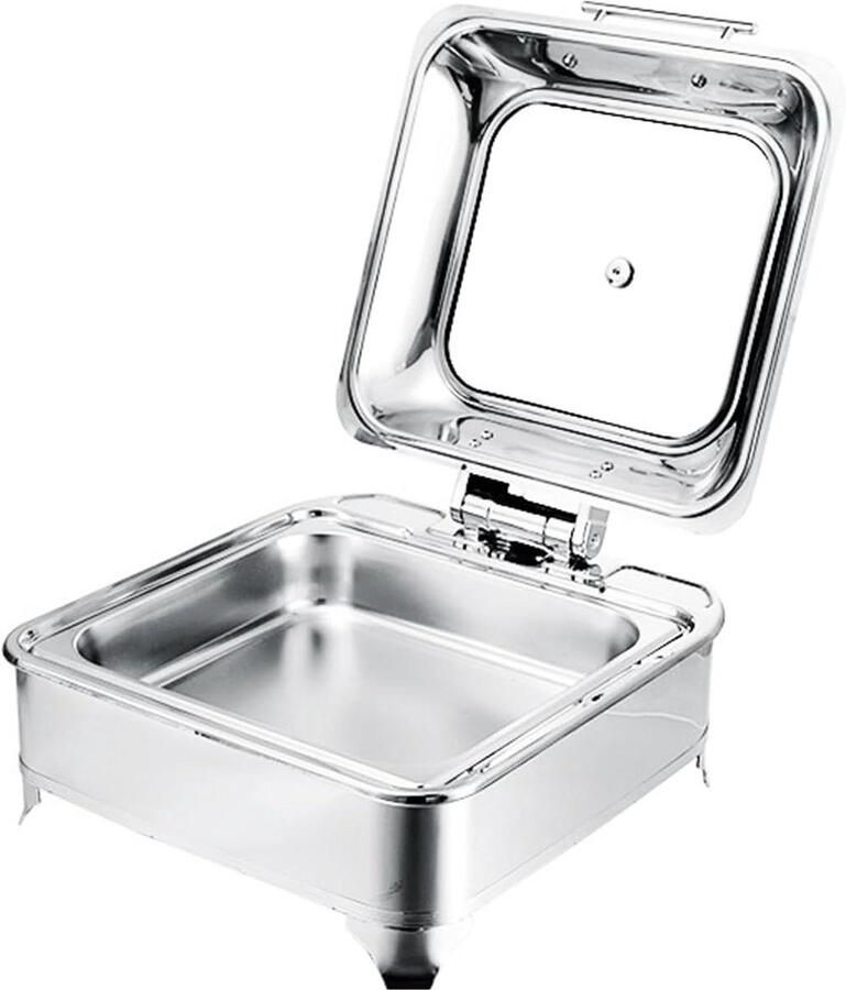 Vierkant Warmhoudrek Buffetset Warmhoudbak Eten Warm Houden Hydraulische Druk 6 Liter Zilver
