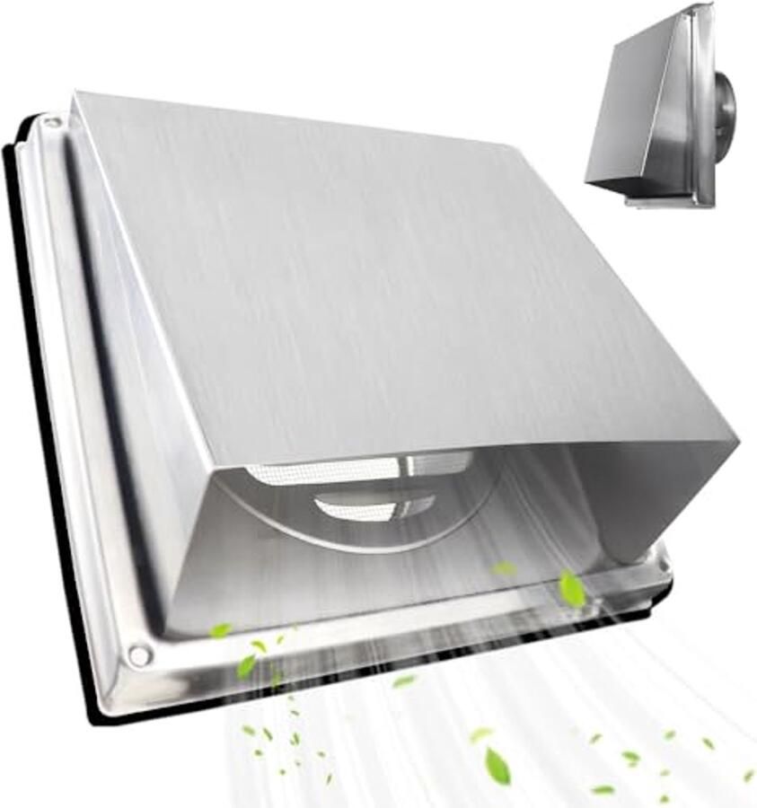 Vierkante afzuigkap 100mm Ventilatieroosters voor Muur Buiten Anti Insect Keuken Ducting Badkamer Externe Vent Cover Silver
