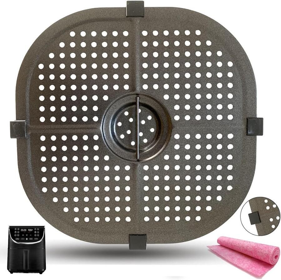 Vierkante Airfryer Bakplaat 7QT Dubbellaags Antiaanbak Rooster voor Krachtige Airfryers
