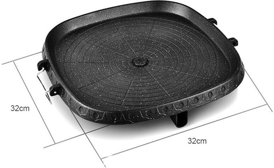 Vierkante antiaanbak grillplaat in Koreaanse stijl draagbare barbecueplaat met steencoating geschikt voor thuis- en buitengebruik