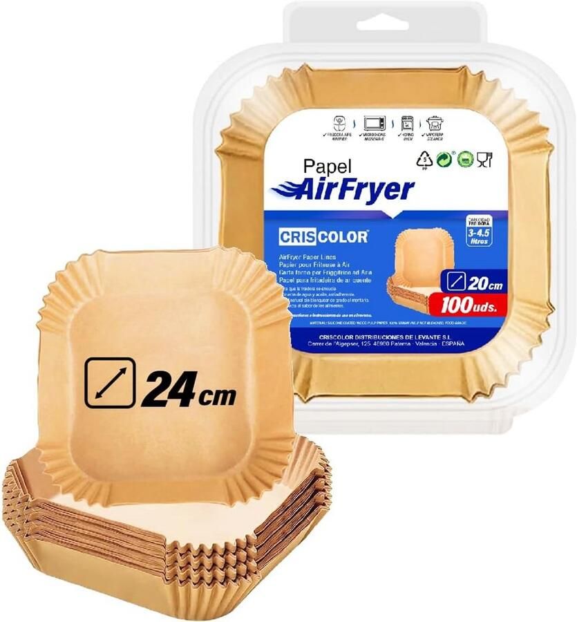 Vierkante Bakmatten voor Airfryer (100 Stuks) Anti-Aanbak & BPA-Vrij Papier voor Oven en Magnetron
