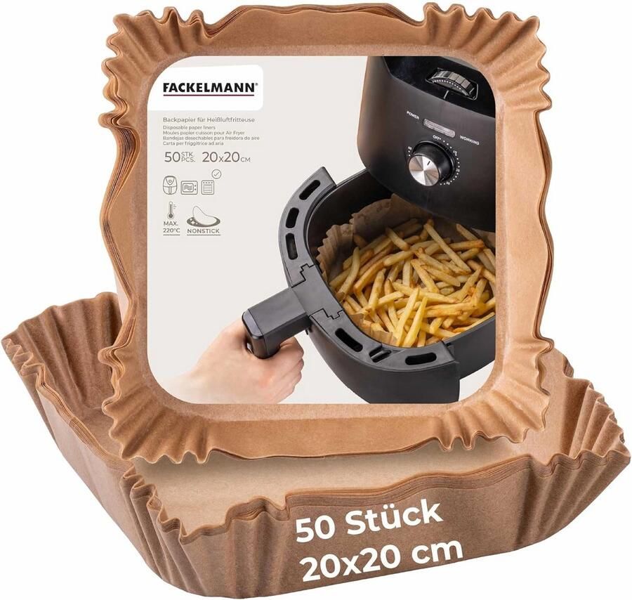 Vierkante bakmatten voor heteluchtfriteuse 20 cm 50 stuks Antiaanbak