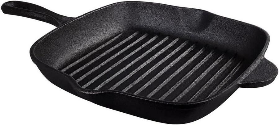 Vierkante Bakplaat Gietijzeren Pan Gezond Koken Vooraf Gekruid 27cm 2.2 liter Zwart