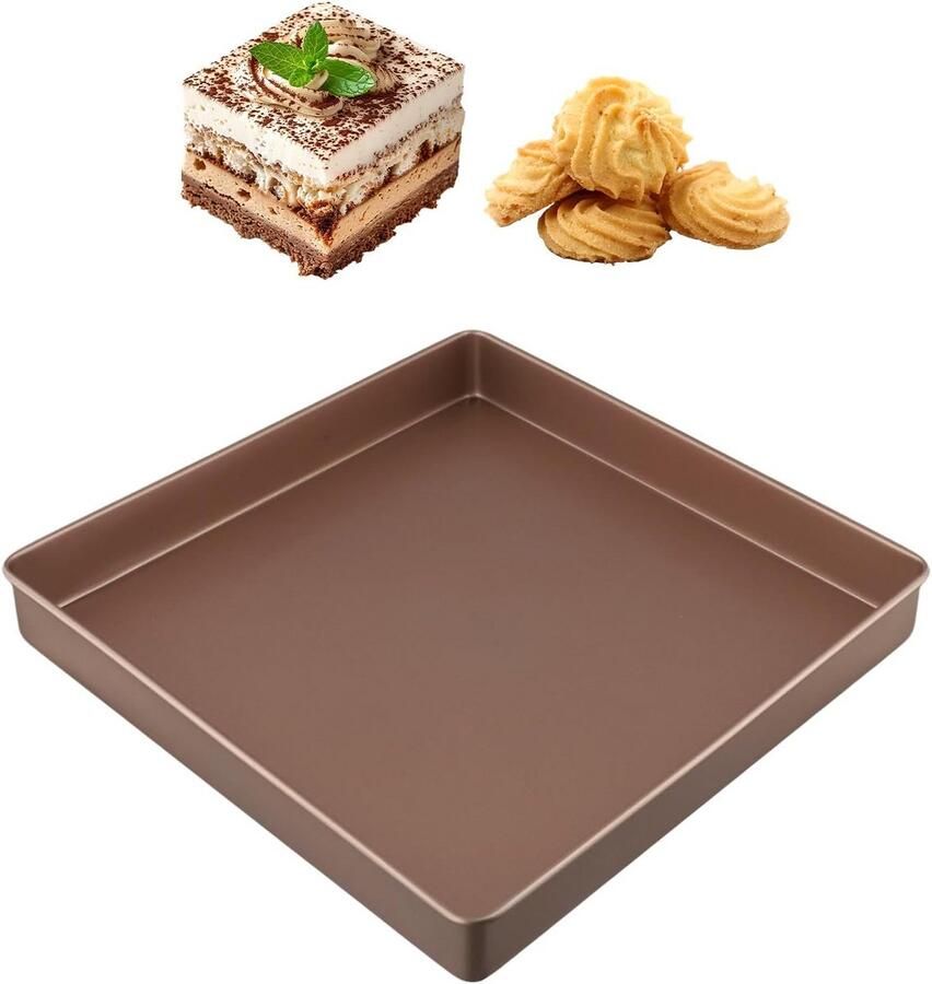 Vierkante Bakplaat Koolstofstaal 28x28 cm Non-Stick voor Taart en Koekjes