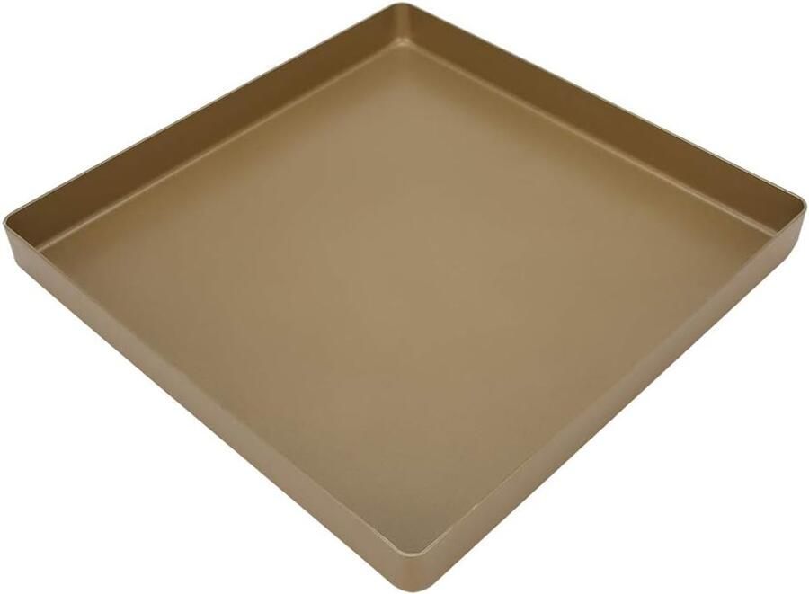 Vierkante Bakplaat Non-stick Kookplaat Brood en Pizza Gelijkmatige Verwarming 28x28x3 cm Goudkleurig