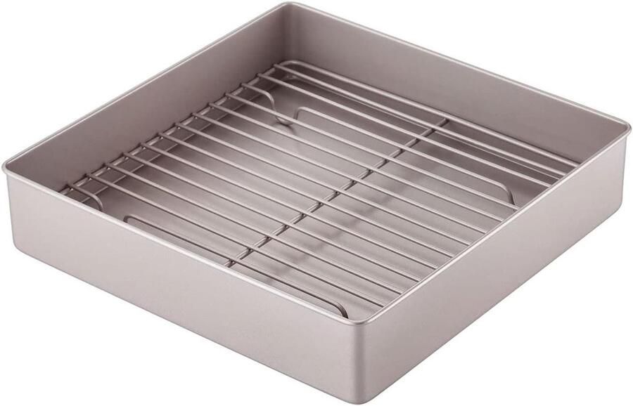 Vierkante Braadpan Taartvorm Rooster Bakken Grillen Braden Antiaanbaklaag Koolstofstaal 30 cm Champagnegoud