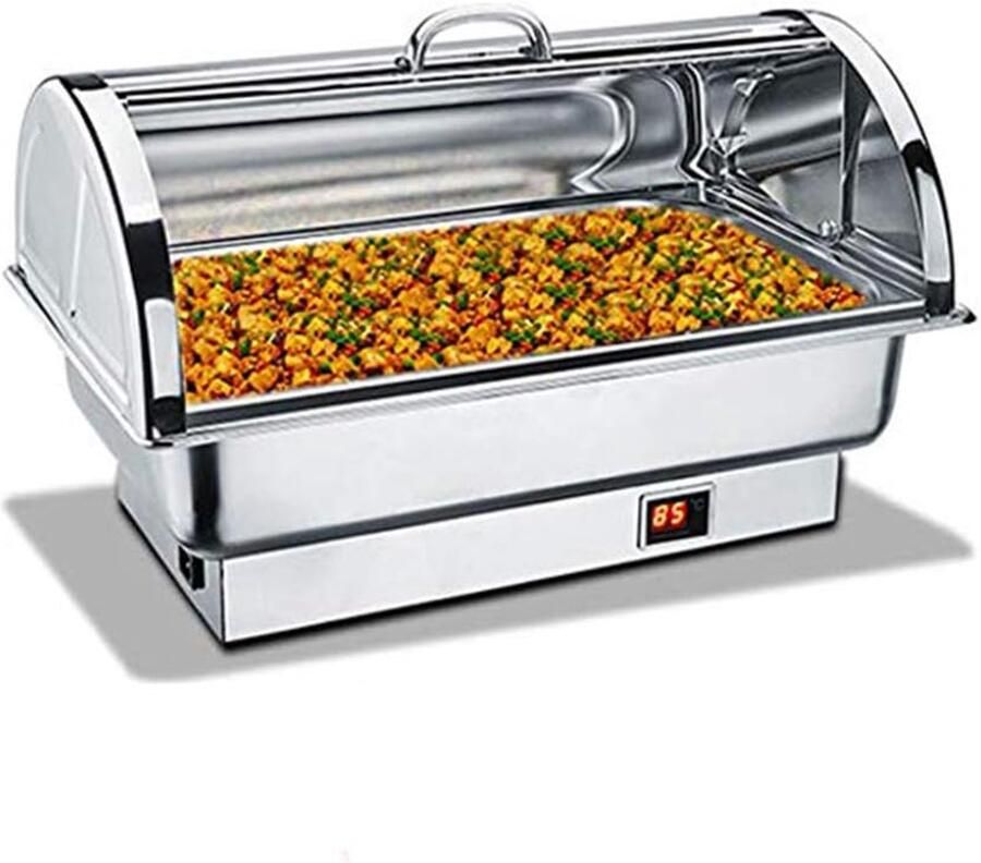 Vierkante Buffetwarmer Warmhoudplaat RVS Professioneel Gebruik Grote Capaciteit 9 Liter 64x49x44 cm Zilverkleurig