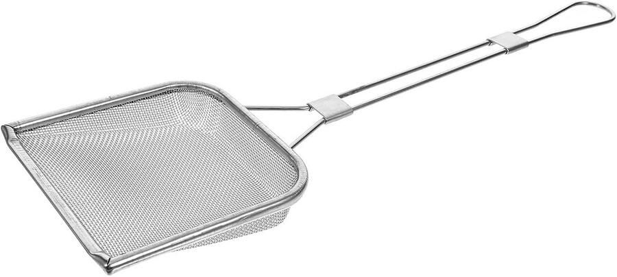 Vierkante Fijnmazige Skimmer 5 x 5 Inch Roestvrijstaal Friteuse Lepel met Lange Handvat voor Olievetafschuimen