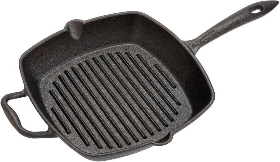 Vierkante Gietijzeren Grillpan met Schenktuit 28x28 cm voor Grillen en Bakken