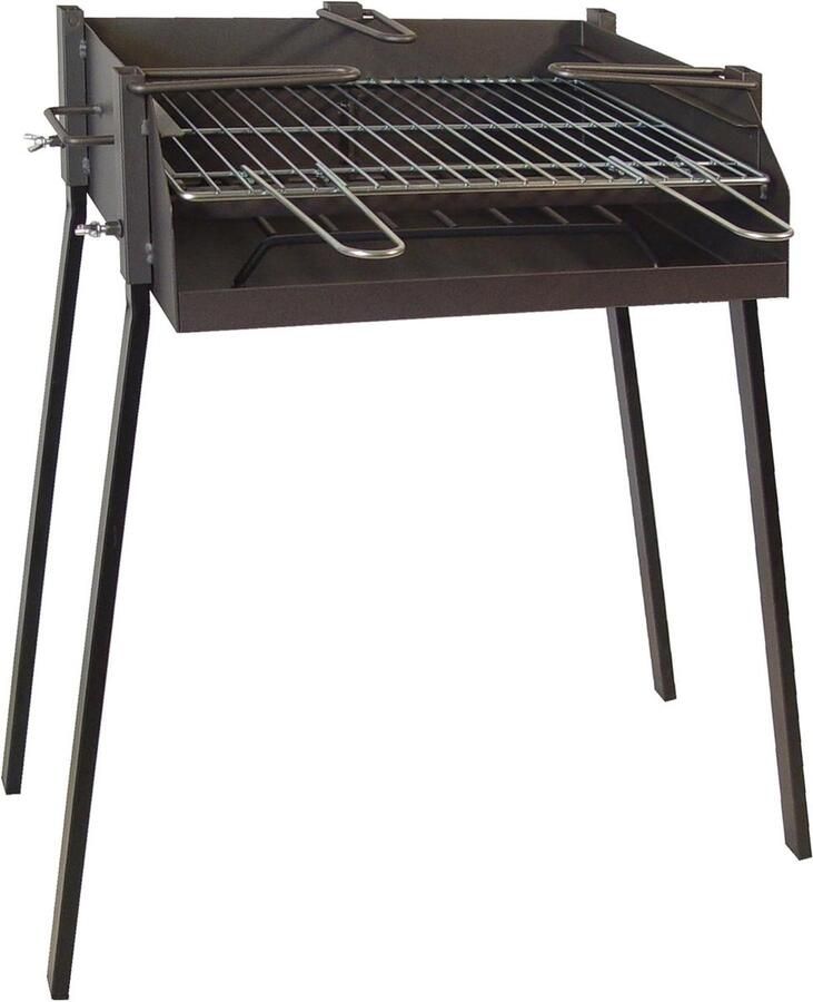 Vierkante Grill Paella Grill Buiten Koken Met Houder 50 x 40 x 75 cm Zwart